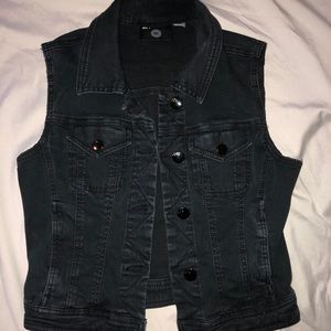 Black denim vest